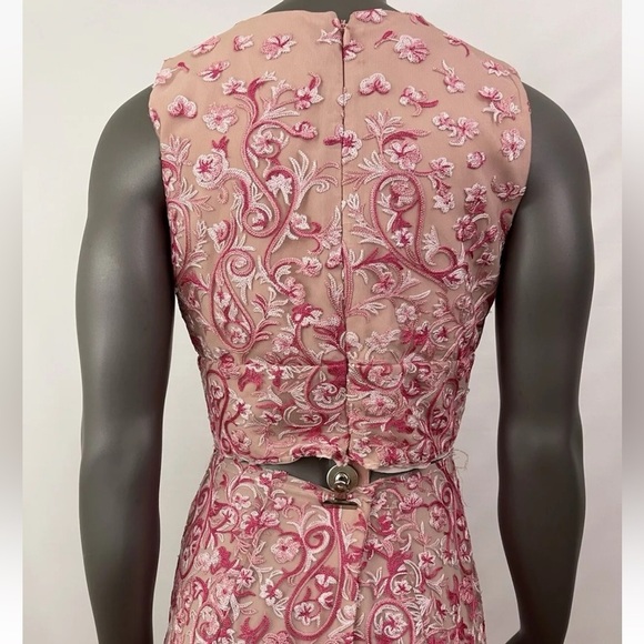 BCBG Maxazria Formal Dress 8 Pink Floral Embroidery Long Sexy Princess Prom - Picture 8 of 16